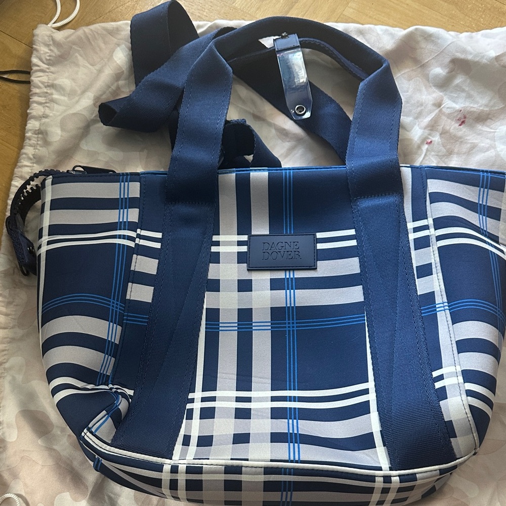 Dagne Dover Landon Carryall in Blue Plaid, Small